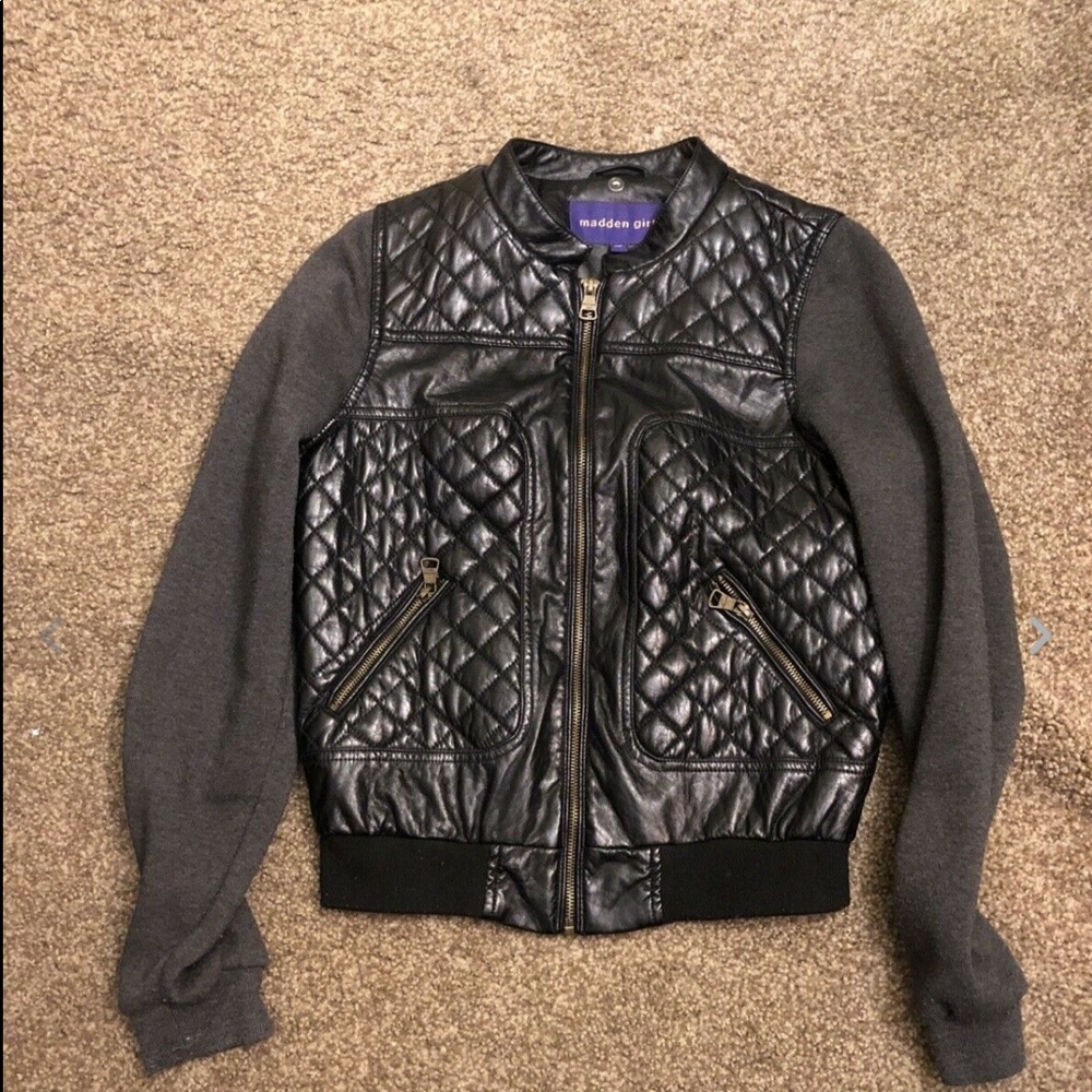 Faux leather mixed jacket